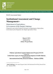 Icon image Institutional assessment and change: Department of agriculture, government of the Punjab, Pakistan