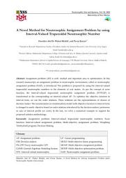 Icon image A Novel Method for Neutrosophic Assignment Problem by using Interval-Valued Trapezoidal Neutrosophic Number