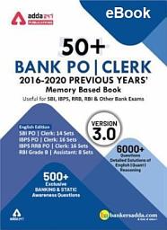 Icon image 50+ Bank PO and Clerk 2016-20 Previous Years' Memory Based E-Papers eBooks (English Medium)