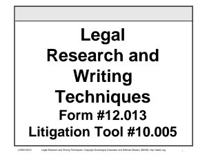 Icon image Legal Research and Writing Techniques Course, Form #12.013